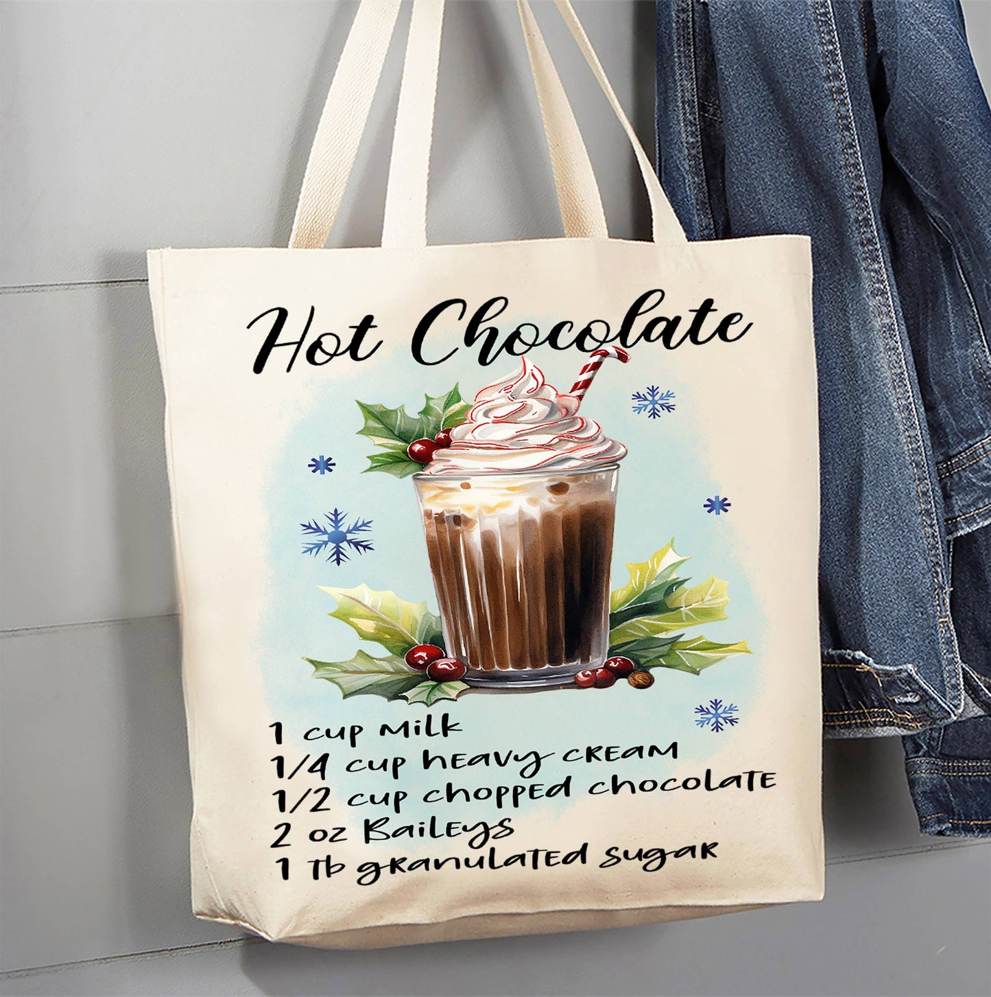 Christmas Cocktail Hot Chocolate Recipe Canvas Tote Bag