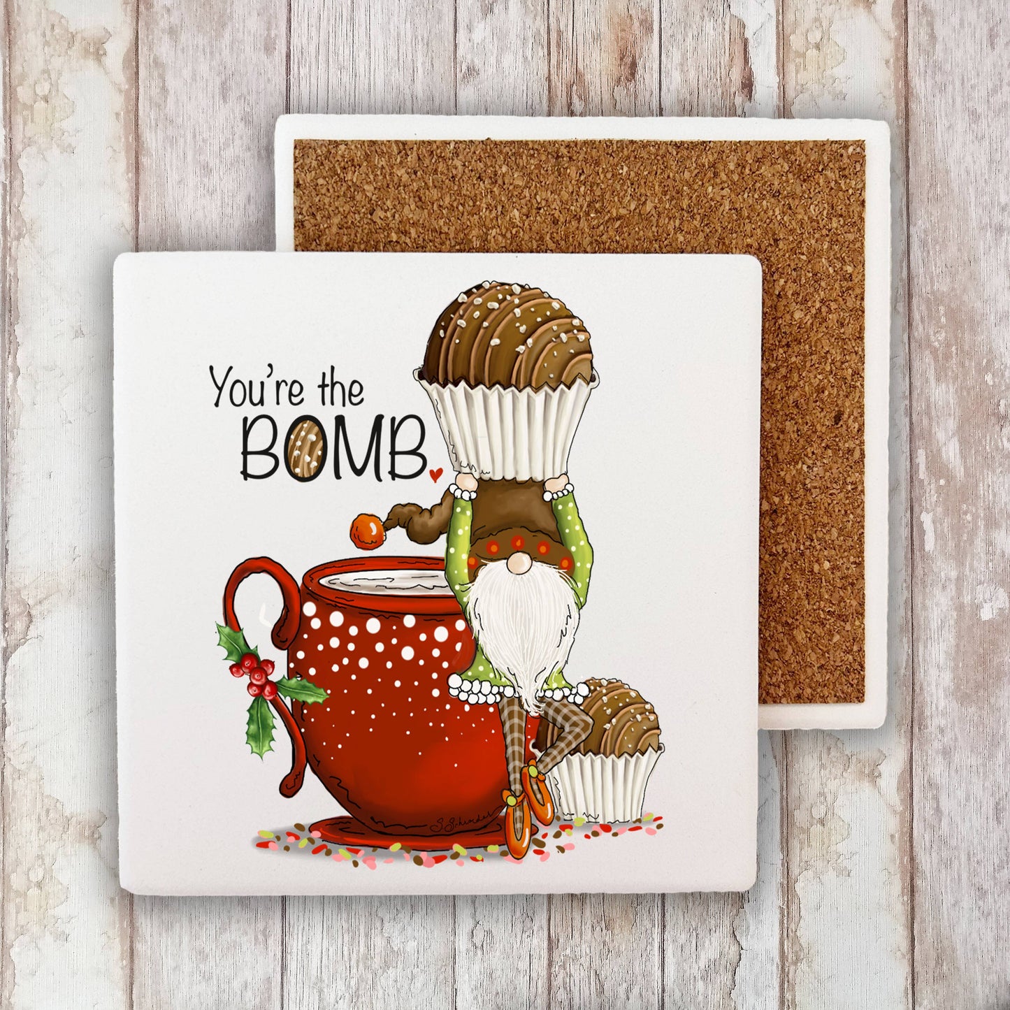 Christmas Chocolate Bomb Stone Coaster