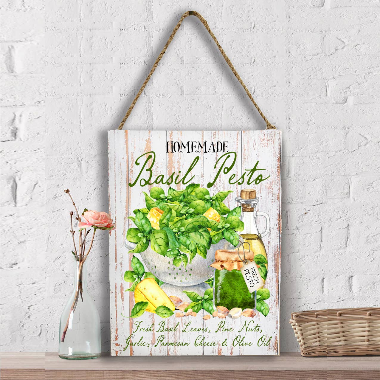 Basil Pesto Fresh Olive Oil Wall Decor