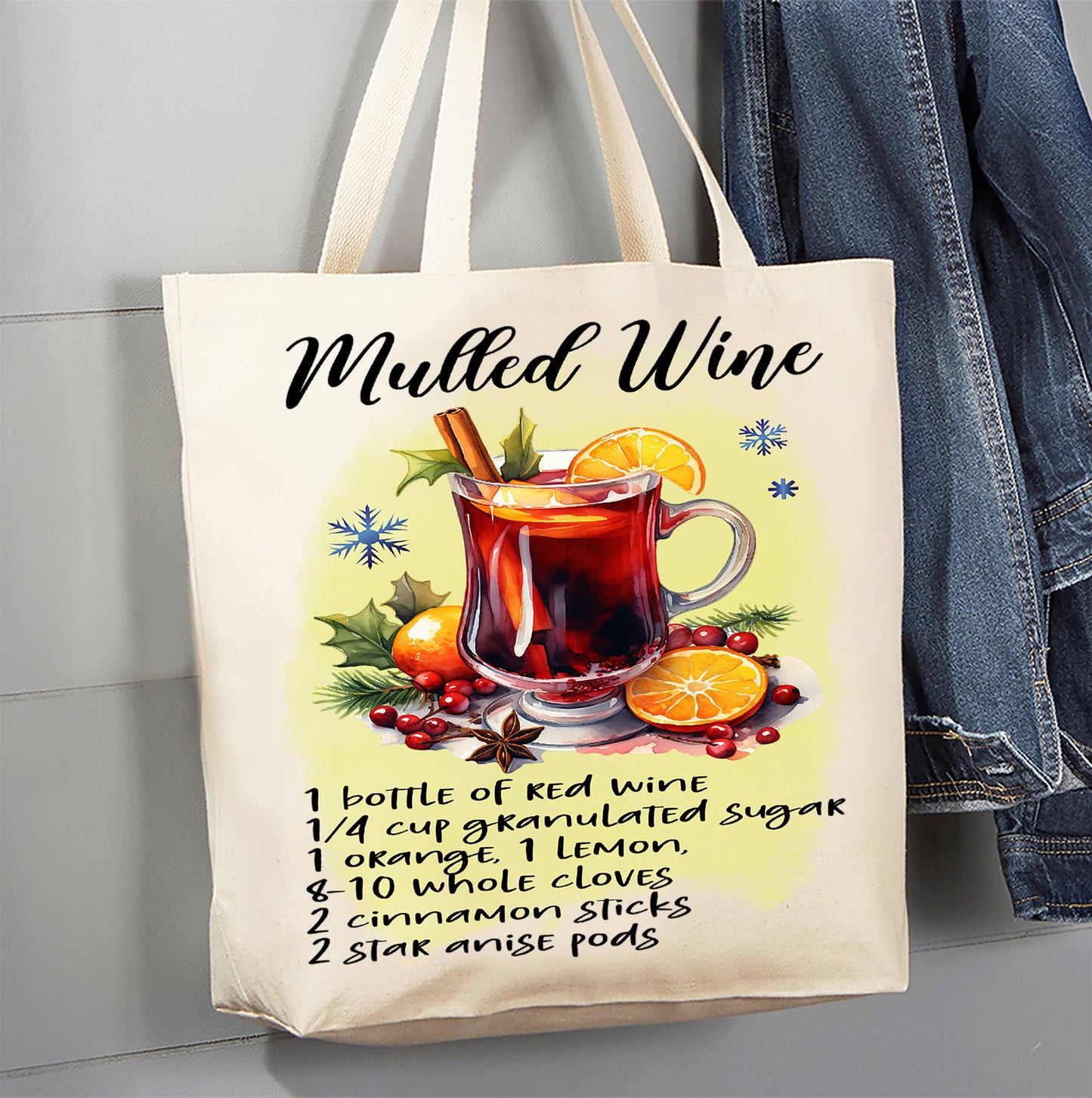 Christmas Cocktail Mulled Wine Recipe Canvas Tote Bag