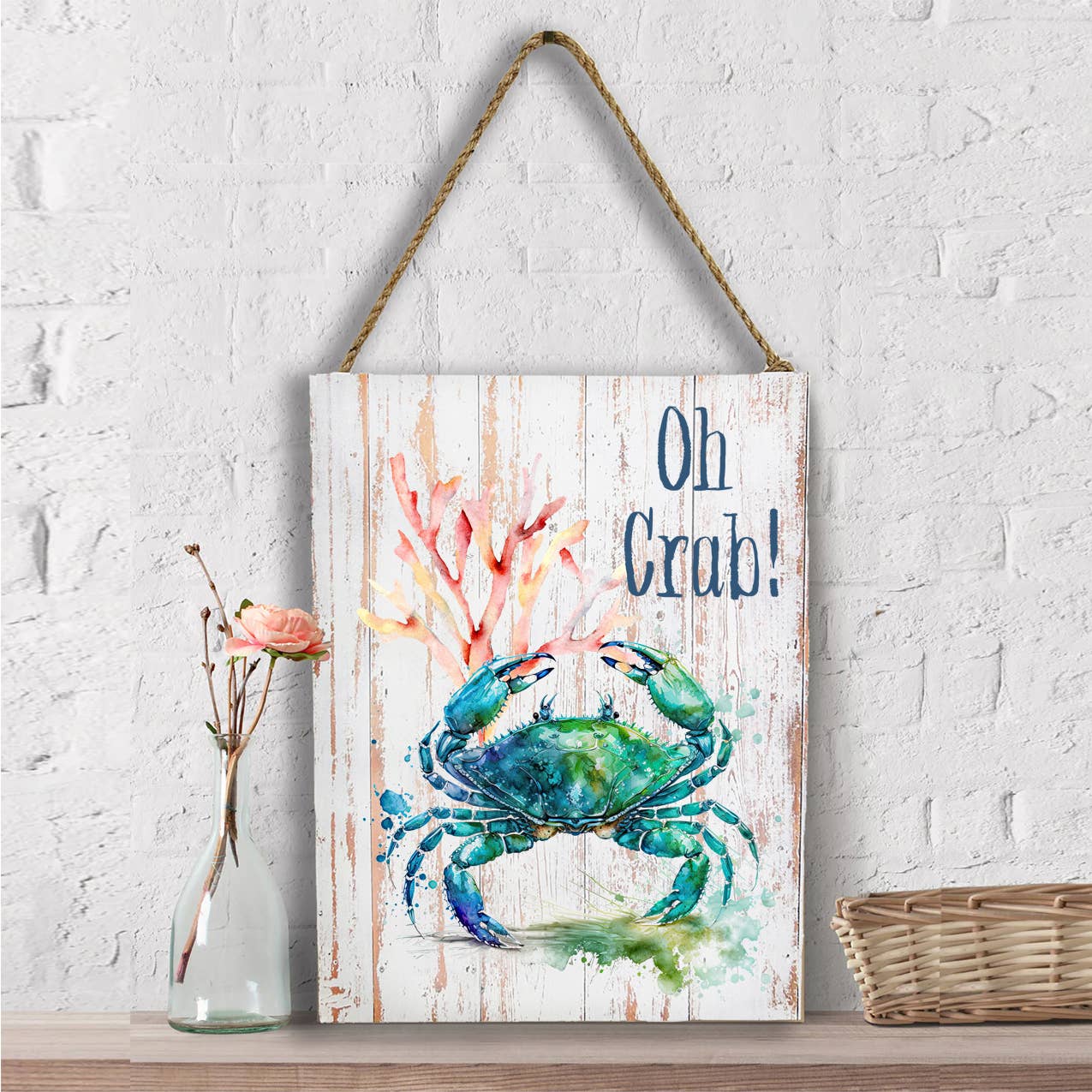 Coastal Beach Oh Crab Blue Crab Wall Decor