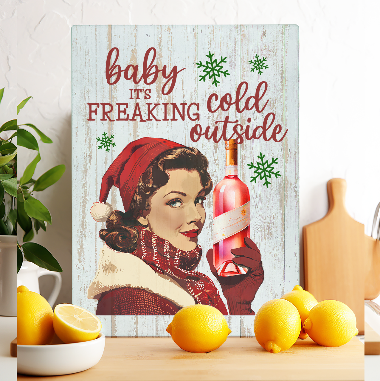 Glass Cutting Board Christmas Funny Baby its Cold Outside