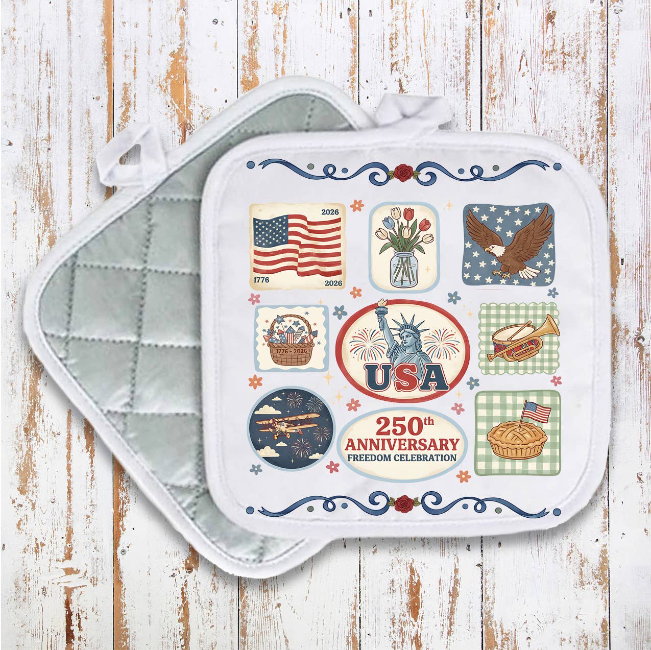 Patriotic Collage 250 Anniversary America Pot Holder