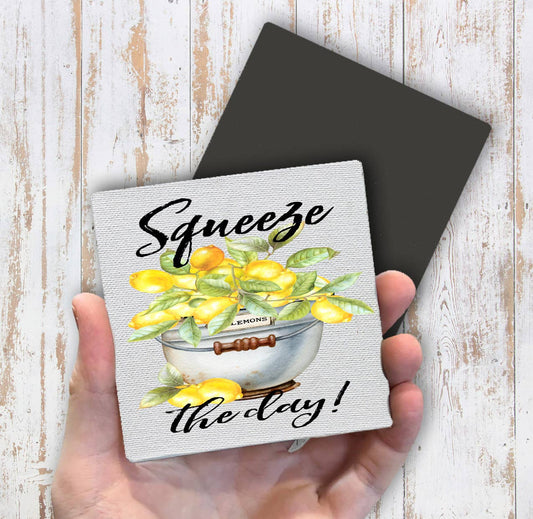 Squeeze the Day Bucket of Lemons Magnet Fridge - Sets of 2