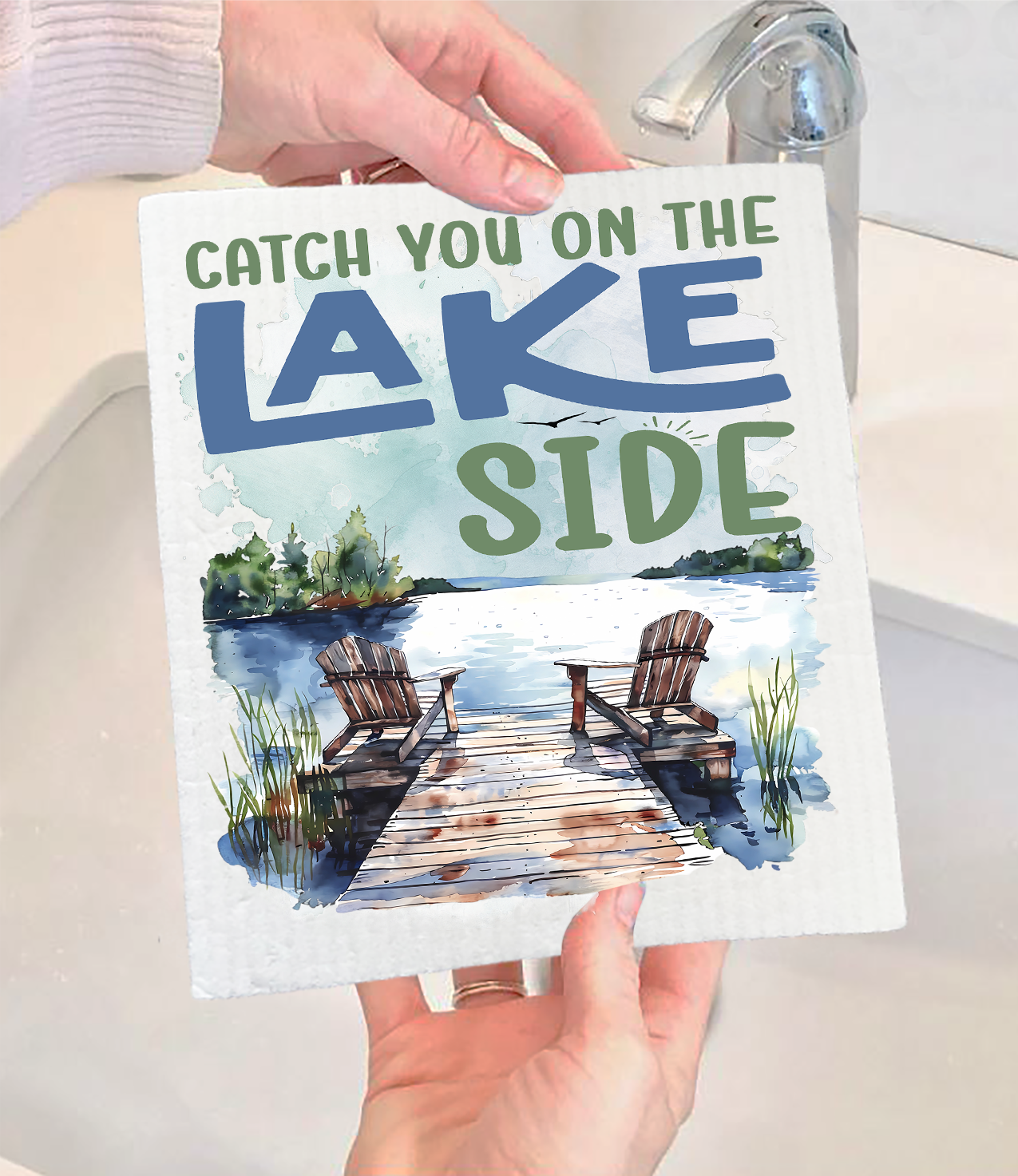 Catch you on the Lake Side Swedish Dishcloth (Set of 2)