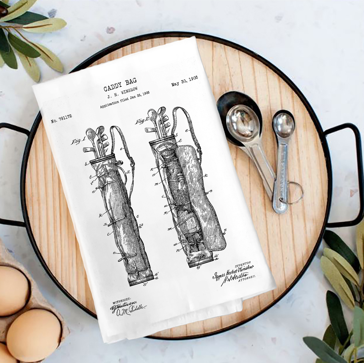 Vintage Golf Caddy Bag Tea Towel