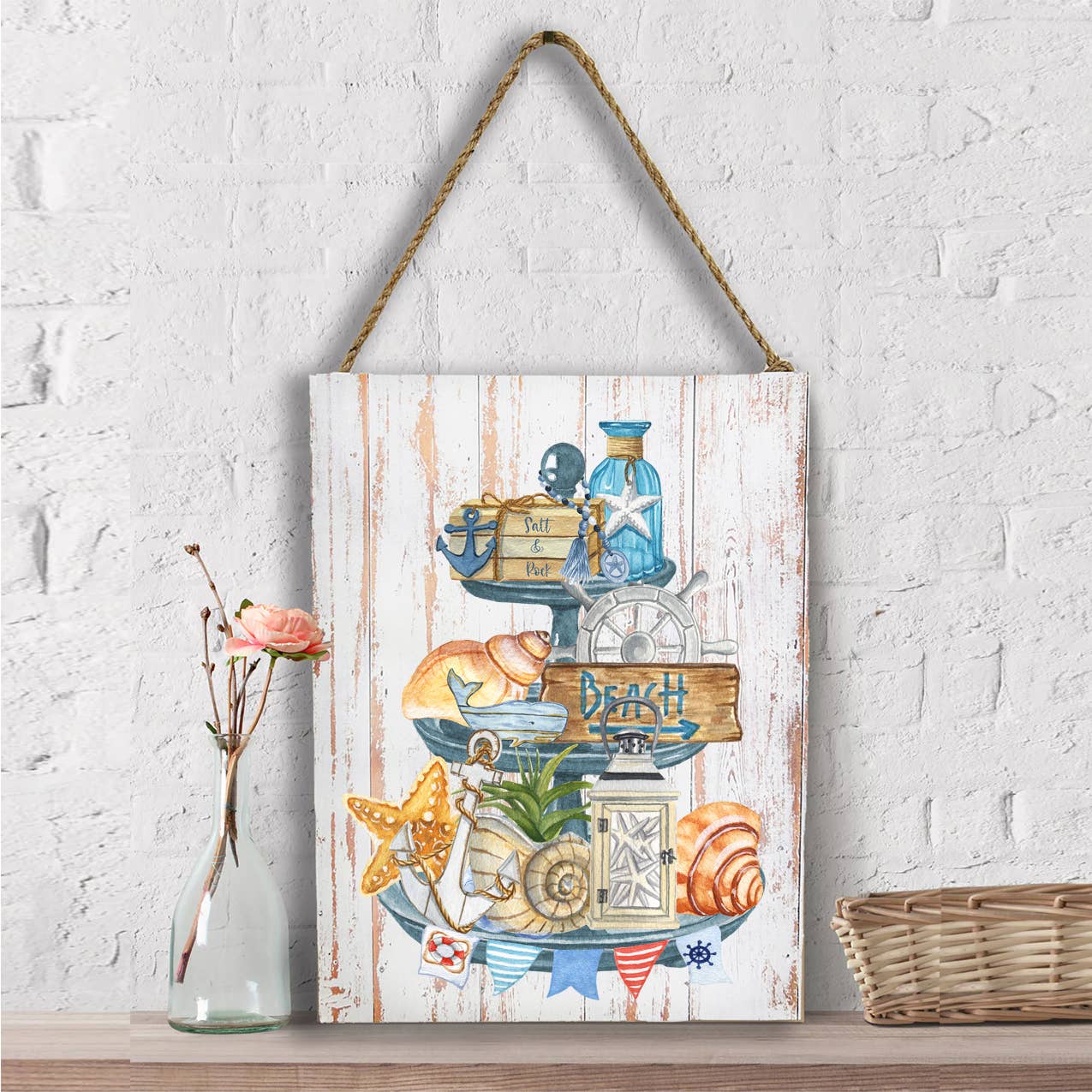 Beach Ocean Sea Shells 3 Tier Tray Wall Decor