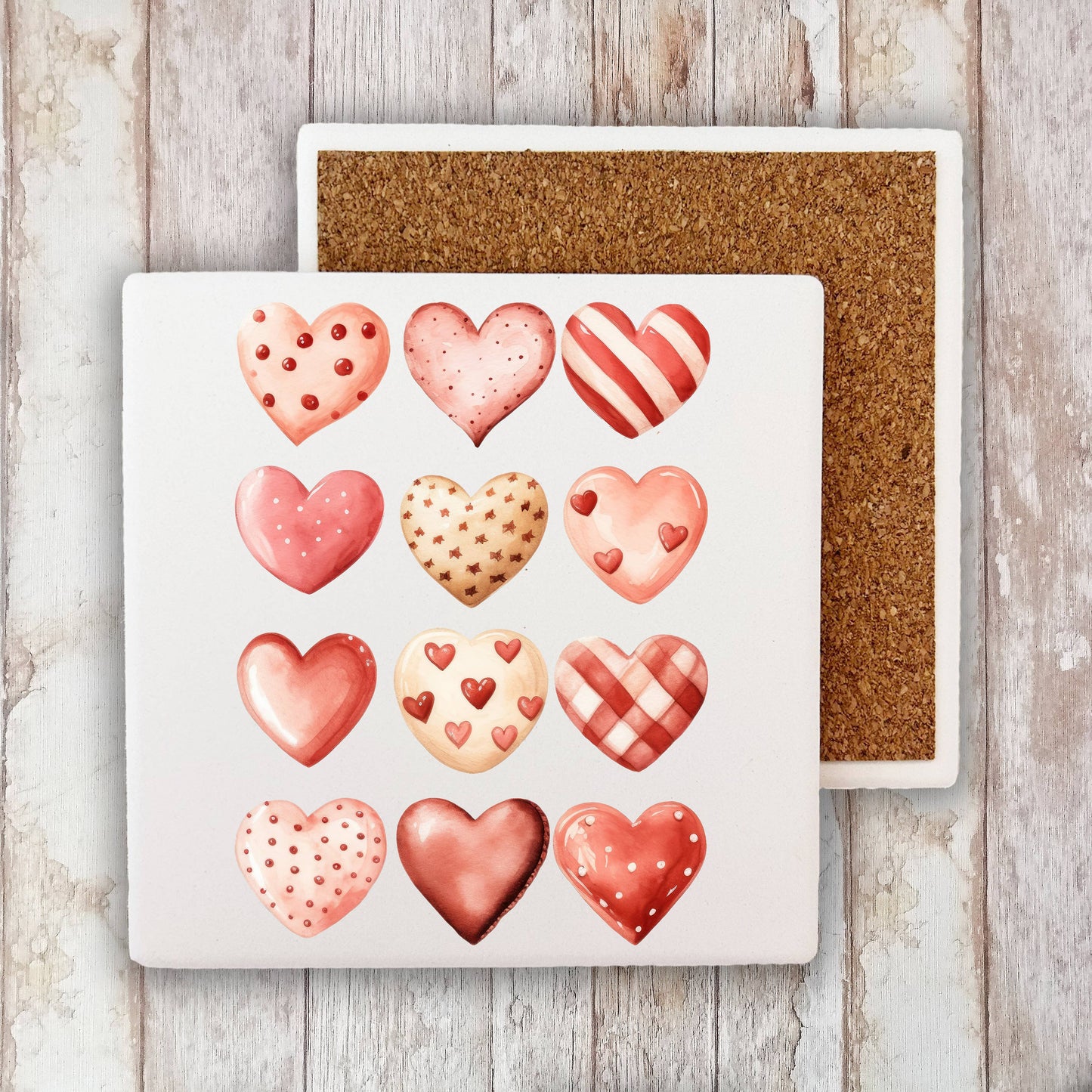 Valentine Heart Cookies Stone Coaster