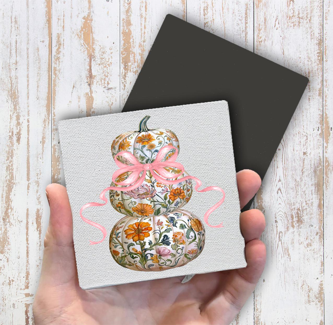 Fall Chinoiserie Floral Pumpkins Magnet Fridge (Set of 2)