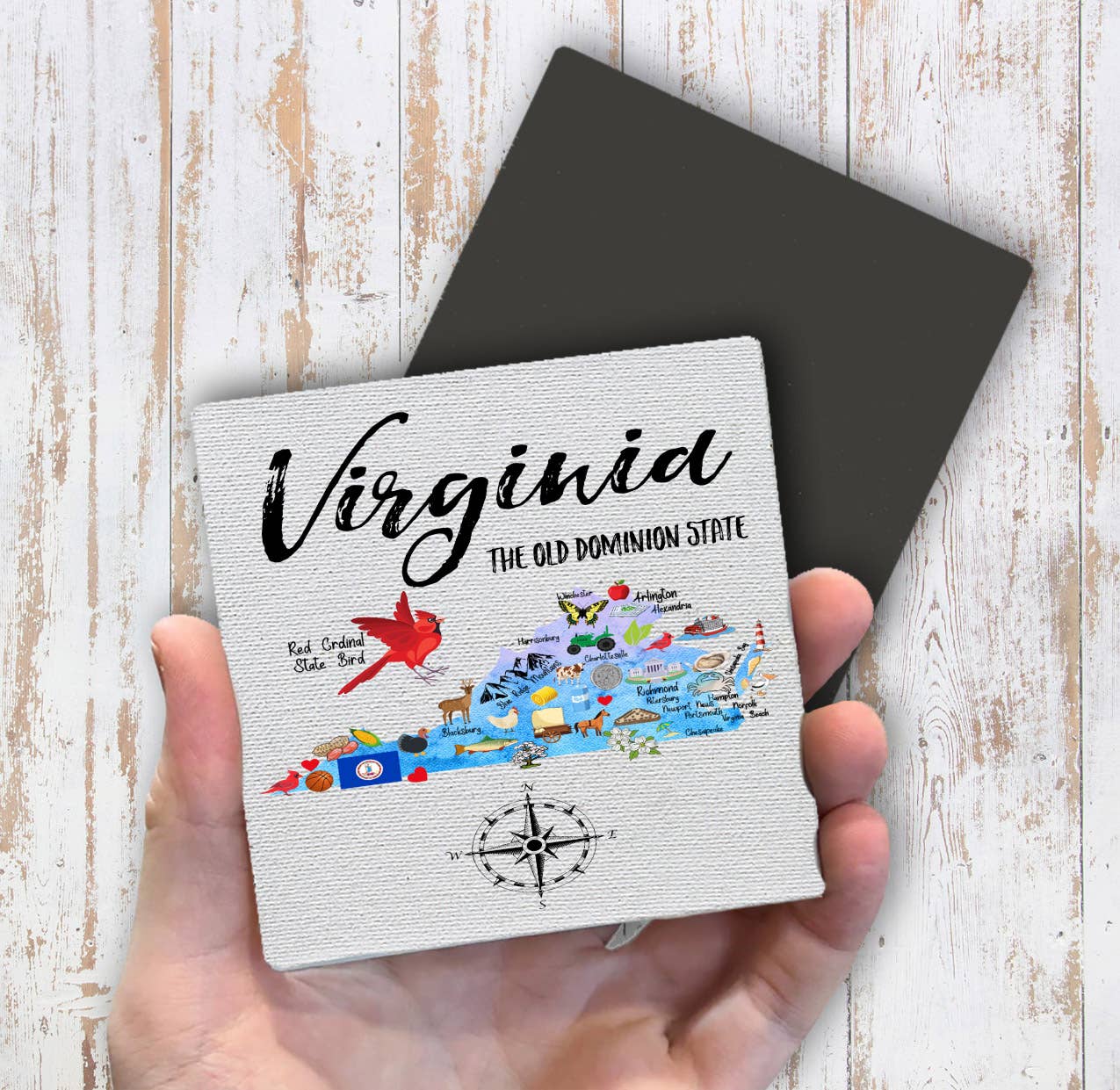 Virginia State Map Souvenir Magnet Fridge - Sets of 2