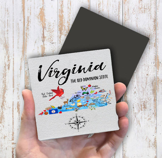 Virginia State Map Souvenir Magnet Fridge - Sets of 2