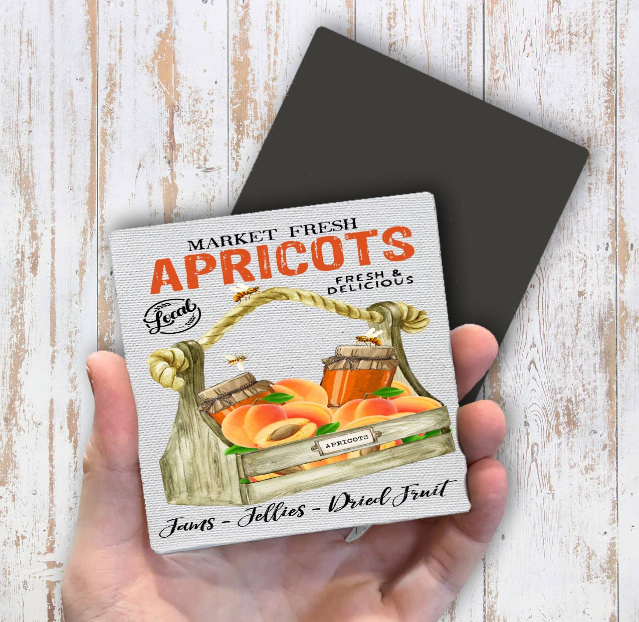 Country Farm Apricot Fruit Magnet Fridge - Sets of 2