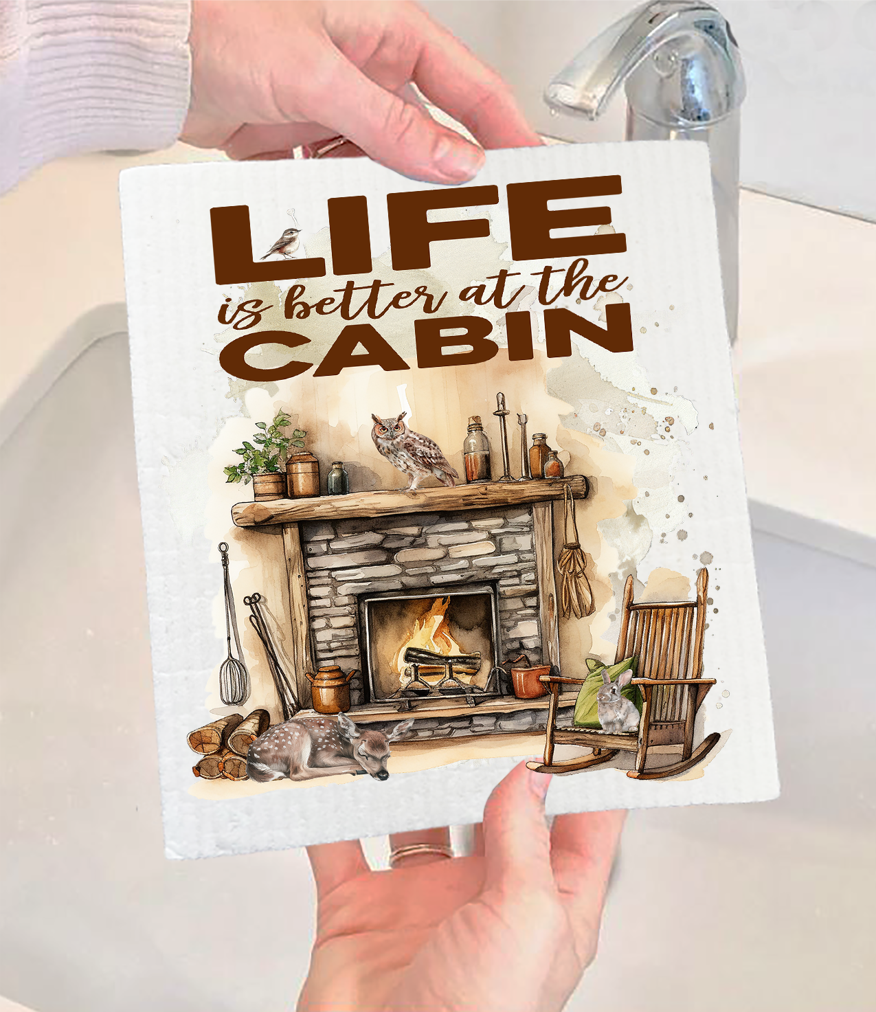 Life is better at the Cabin Swedish Dishcloth (Set of 2)