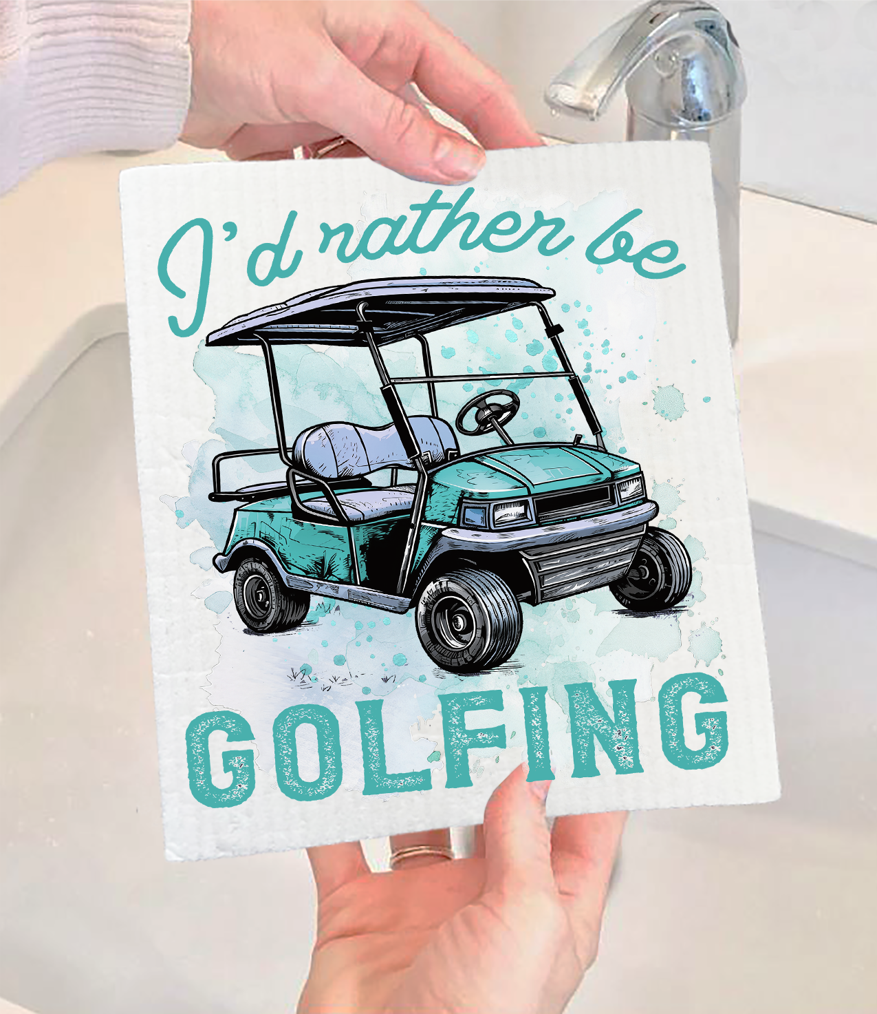 I'd Rather be Golfing Blue Swedish Dishcloth (Set of 2)