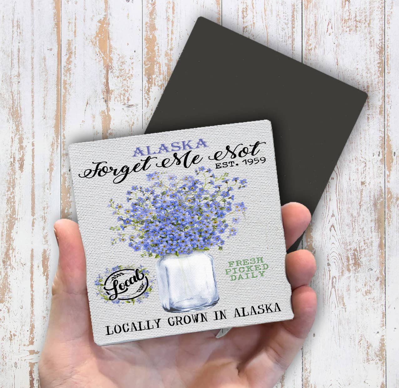Alaska State Flower Forget Me Not Magnet Fridge - Sets of 2