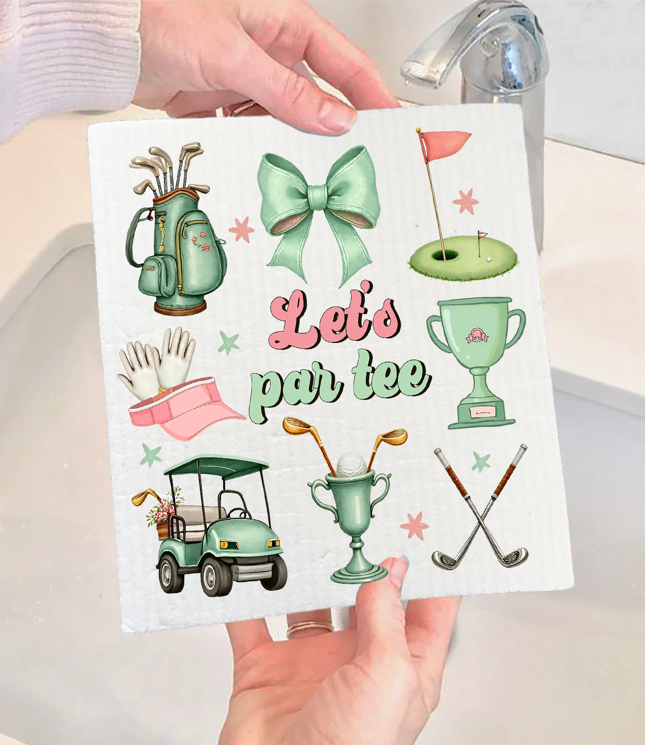 Golf Let's Par tee Swedish Dishcloth (Set of 2)