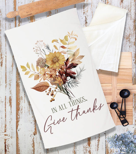 Autumn Fall Give Thanks Terry Towel