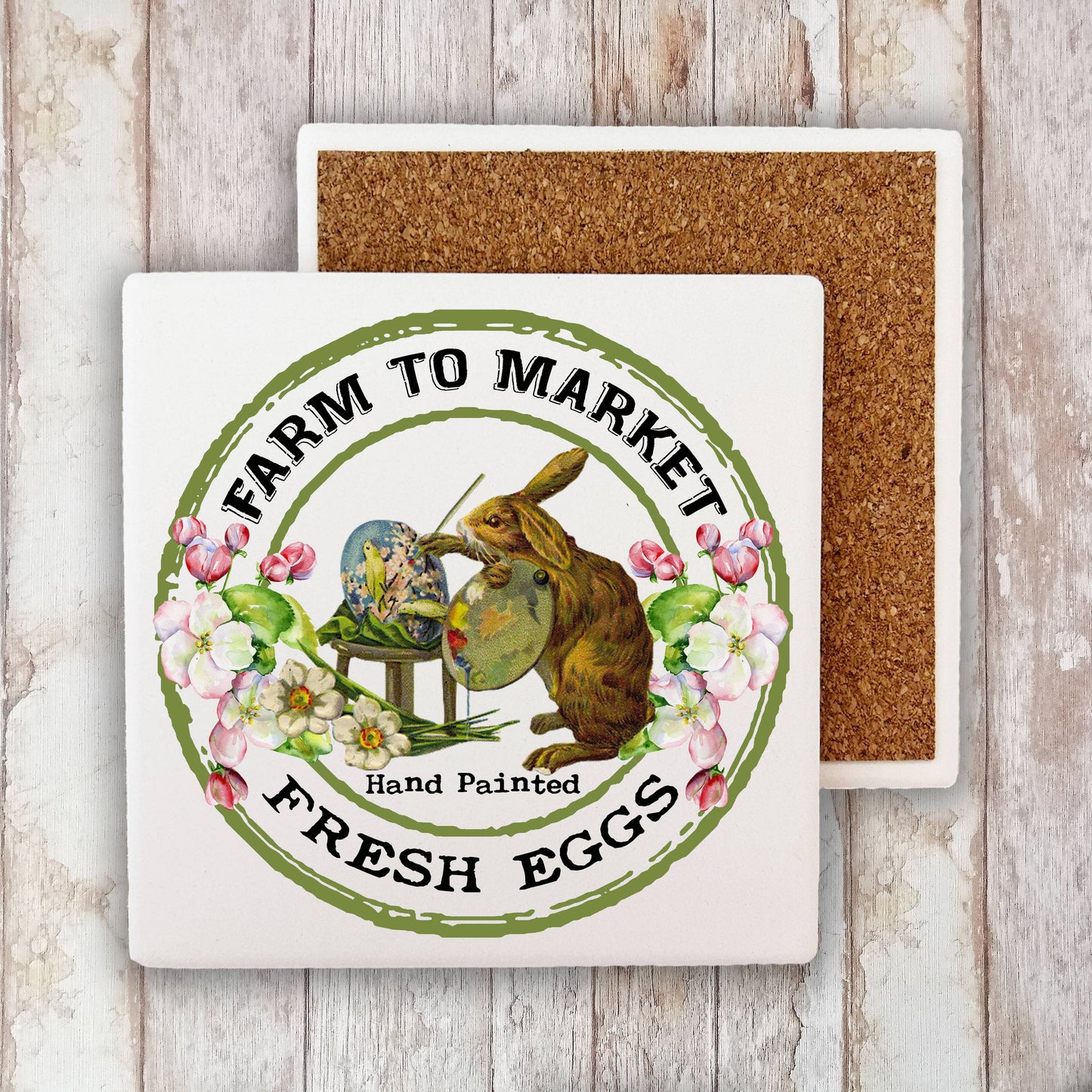 Easter Farm Fresh Easter Eggs Cotton Stone Coaster