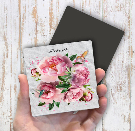 Spring Garden Peonies Flowers Magnet Fridge - Sets of 2
