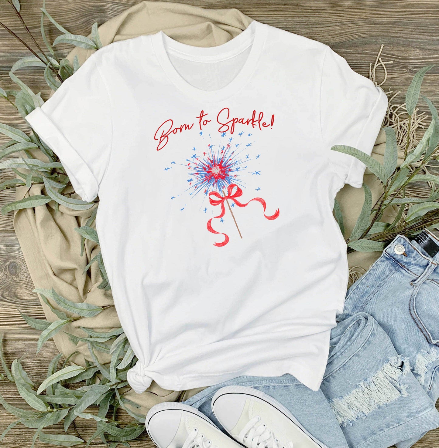4th of July Patriotic Born to Sparkle T-Shirt