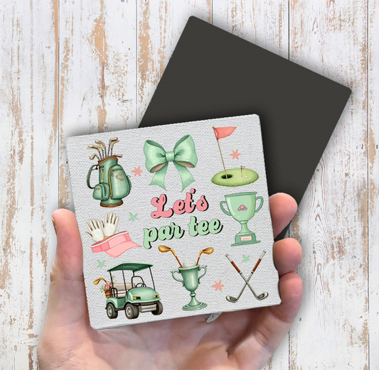 Golf Let's Par tee Magnet Fridge (Set of 2)