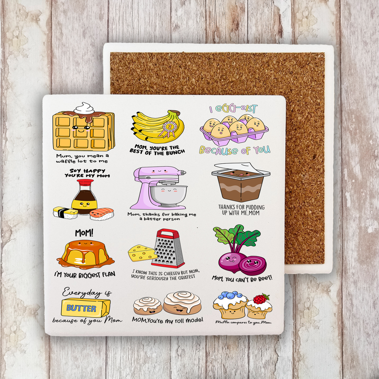 Mother's Day Puns Funny Quotes Stone Coaster (Set of 2)
