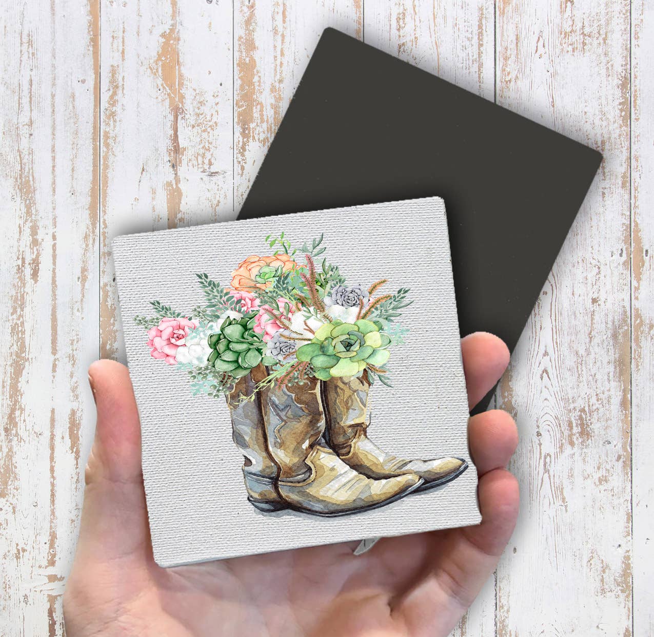 Western Cowboy Boots Succulent Southwestern Magnet Fridge - Sets of 2