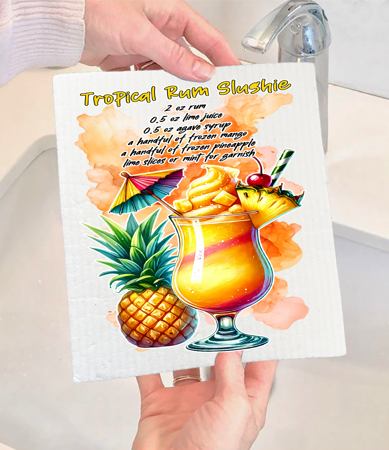 Summer Cocktail Tropical Rum Slushie Swedish Dishcloth (Set of 2)
