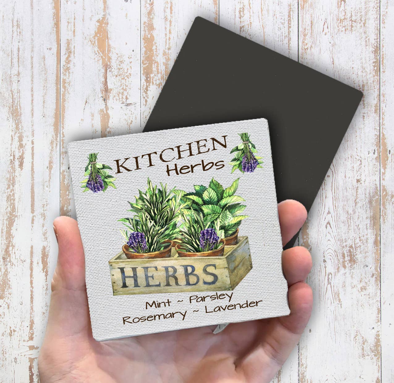Country Herbs Mint Lavender Magnet Fridge - Sets of 2