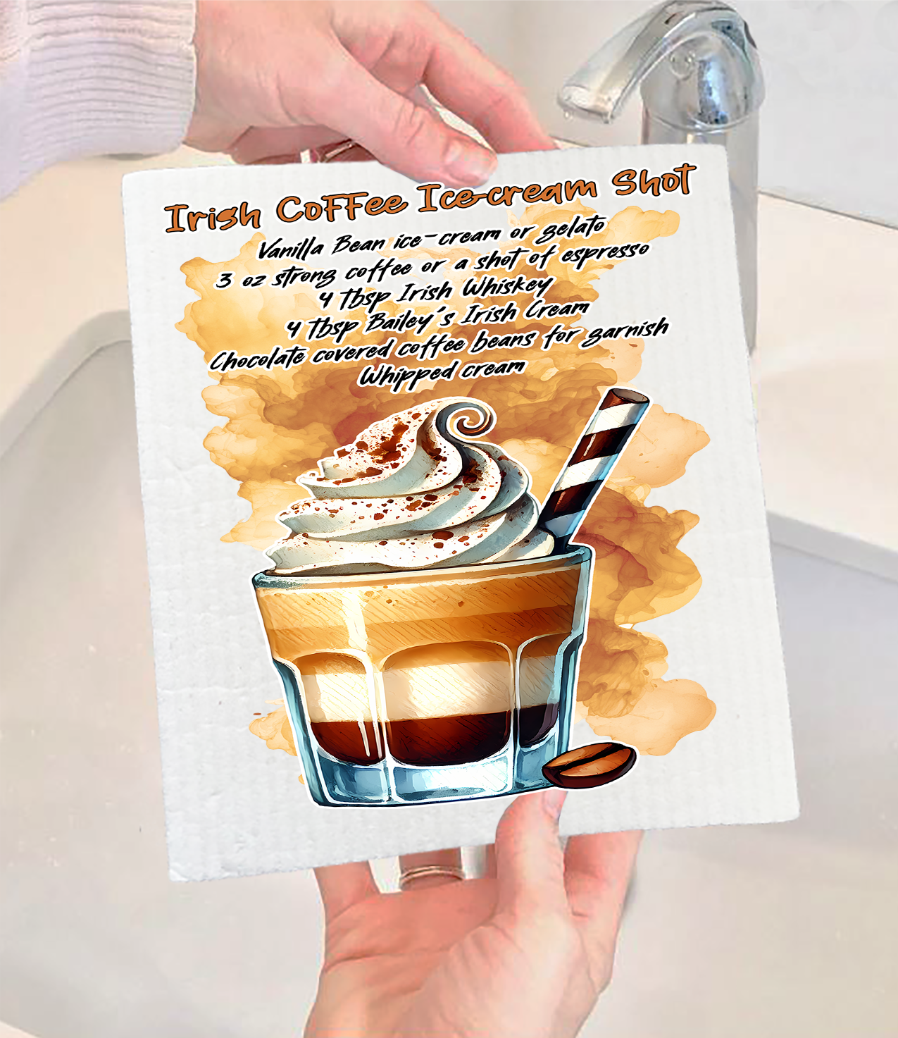 Summer Cocktail Irish Coffe Ice Cream Swedish Dishcloth (Set of 2)