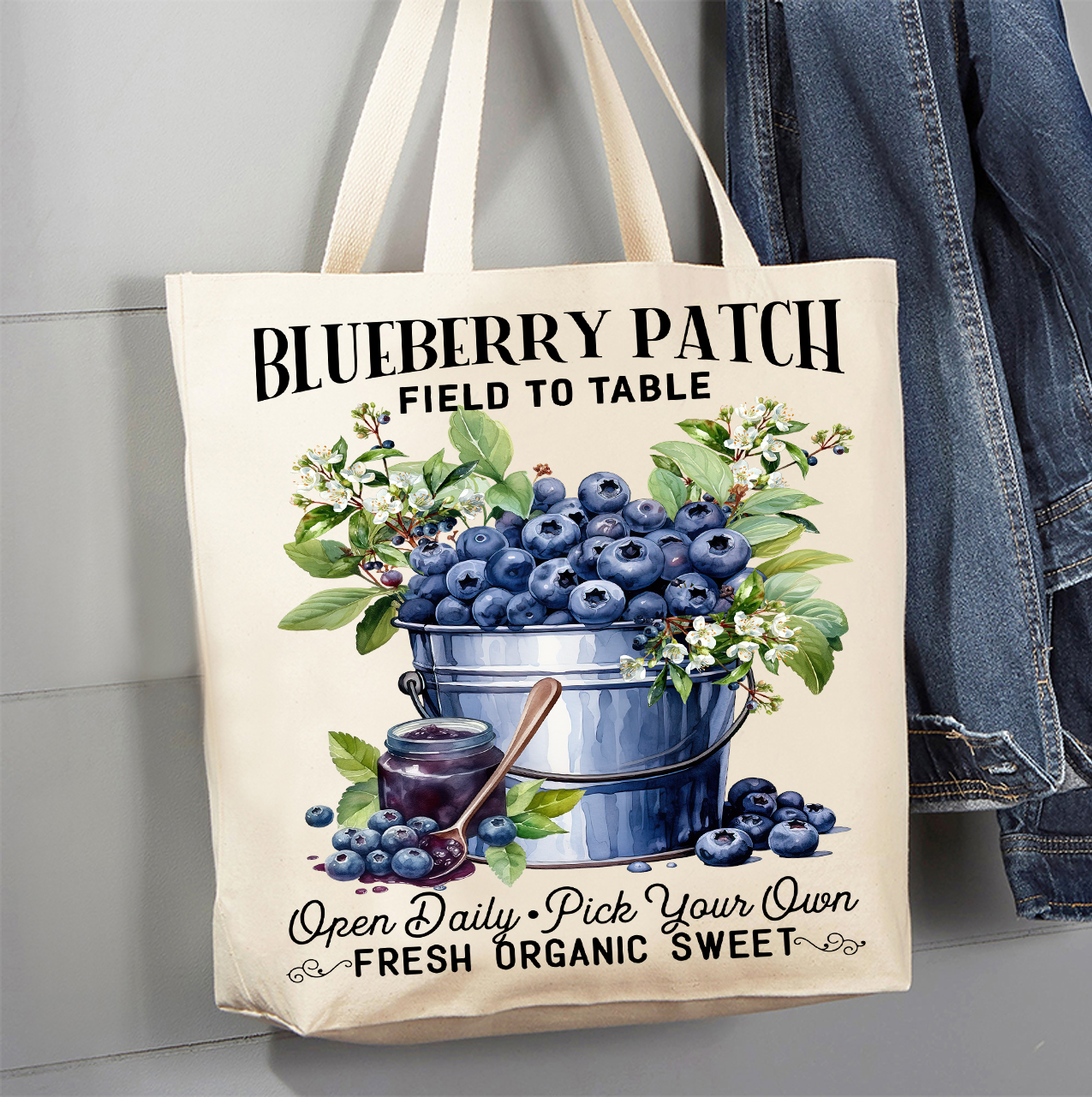 Blueberry Patch Field to Table Canvas Tote Bag