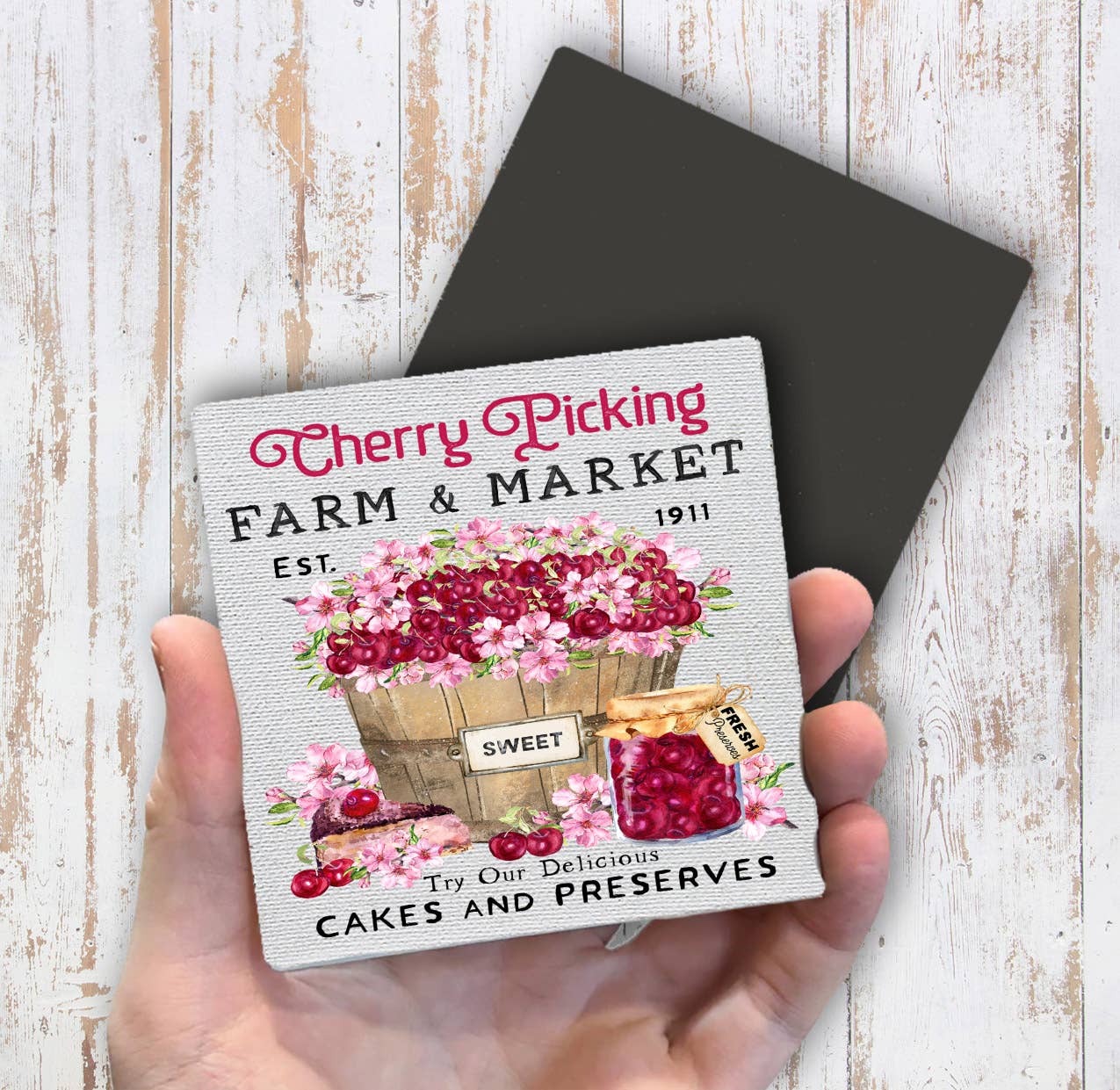 Farmer Market Sweet Cherries  Magnet Fridge - Sets of 2