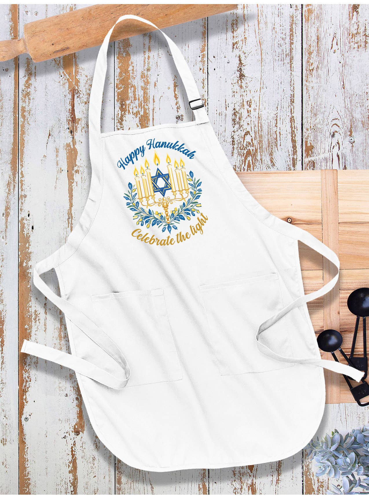 Happy Hanukkah Menorah Star Apron