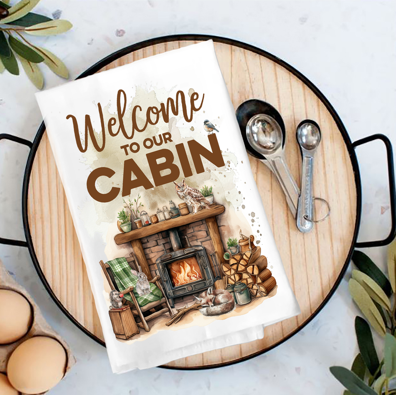 Welcome to our Cabin Tea Towel