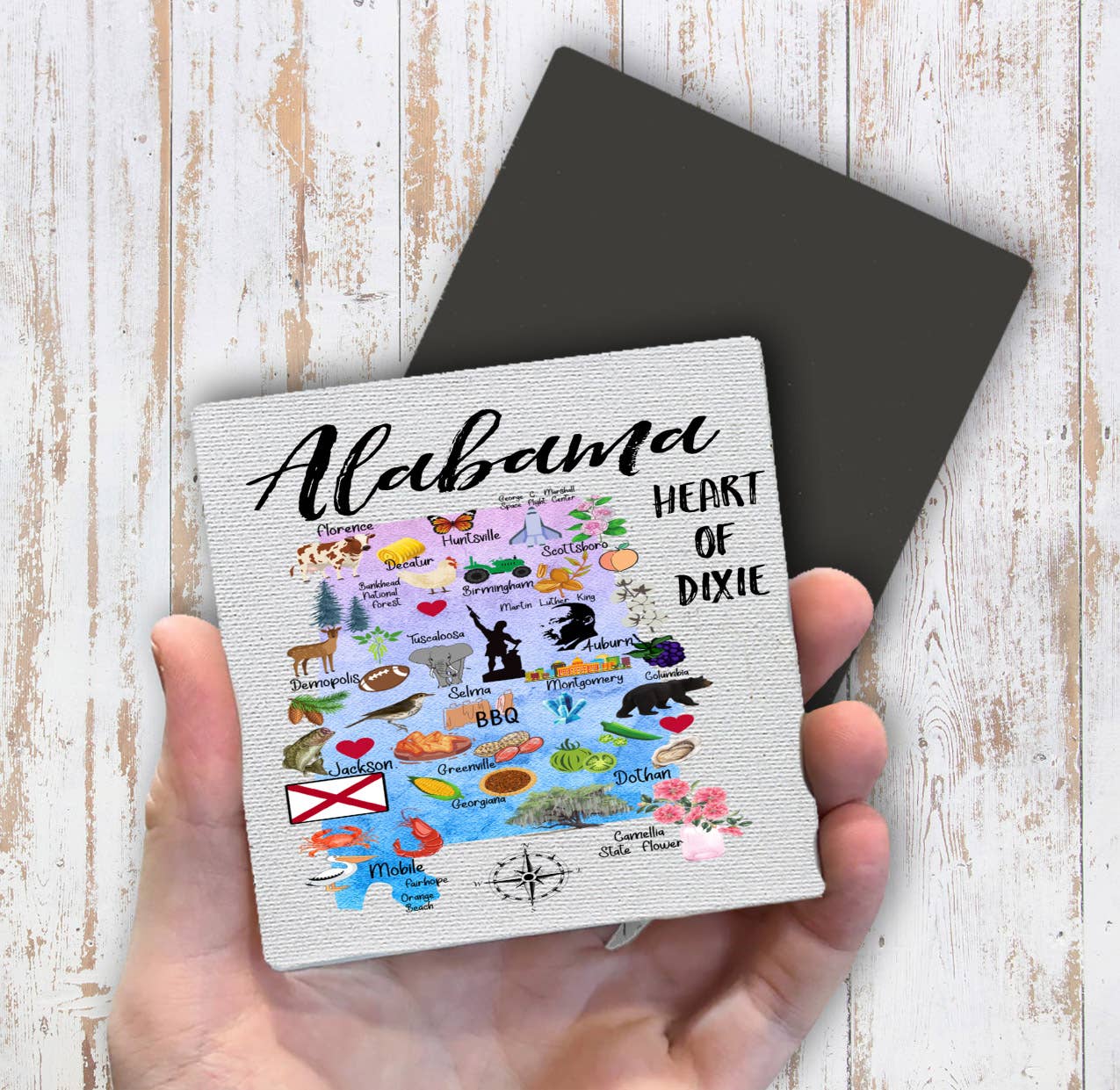 Alabama State Map Souvenir Magnet Fridge - Sets of 2