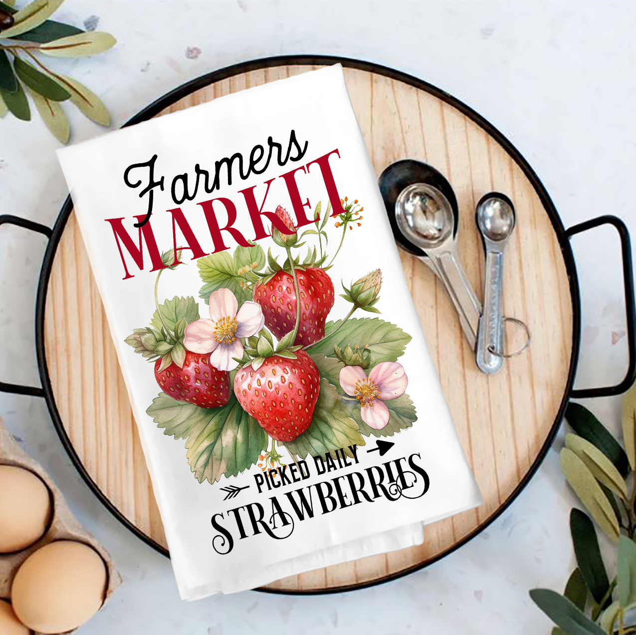 Farmers Market Strawberry Tea Towel