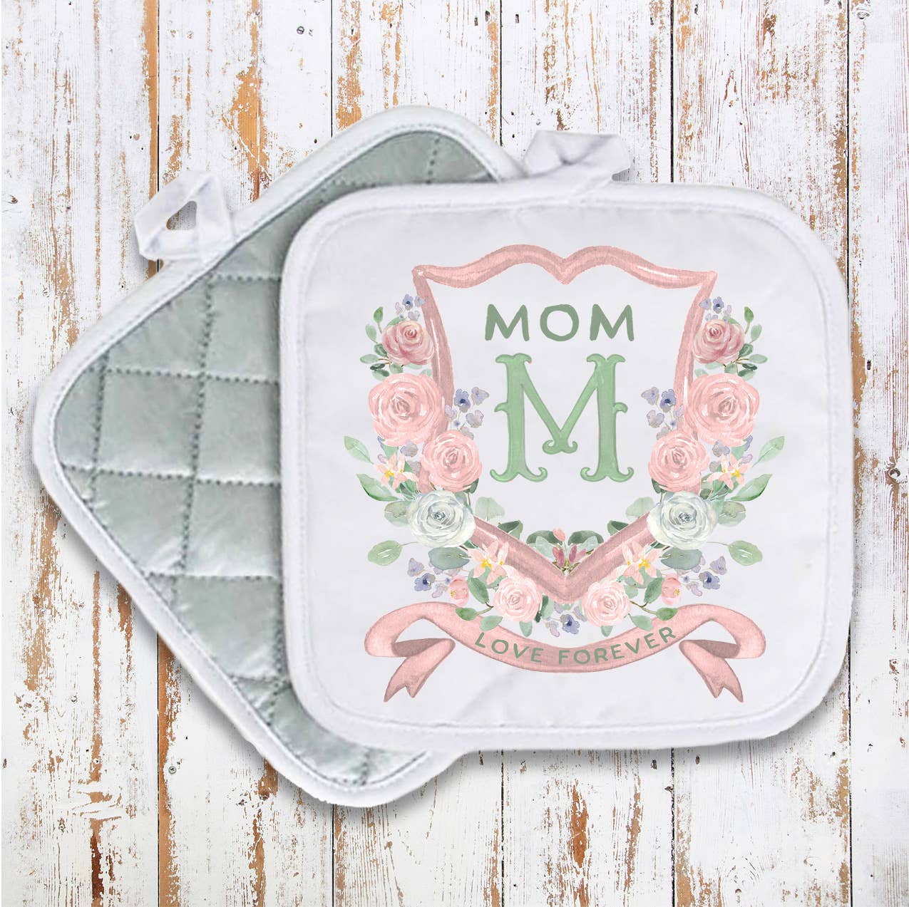 Mother's Day Mom Floral Crest Pot Holder