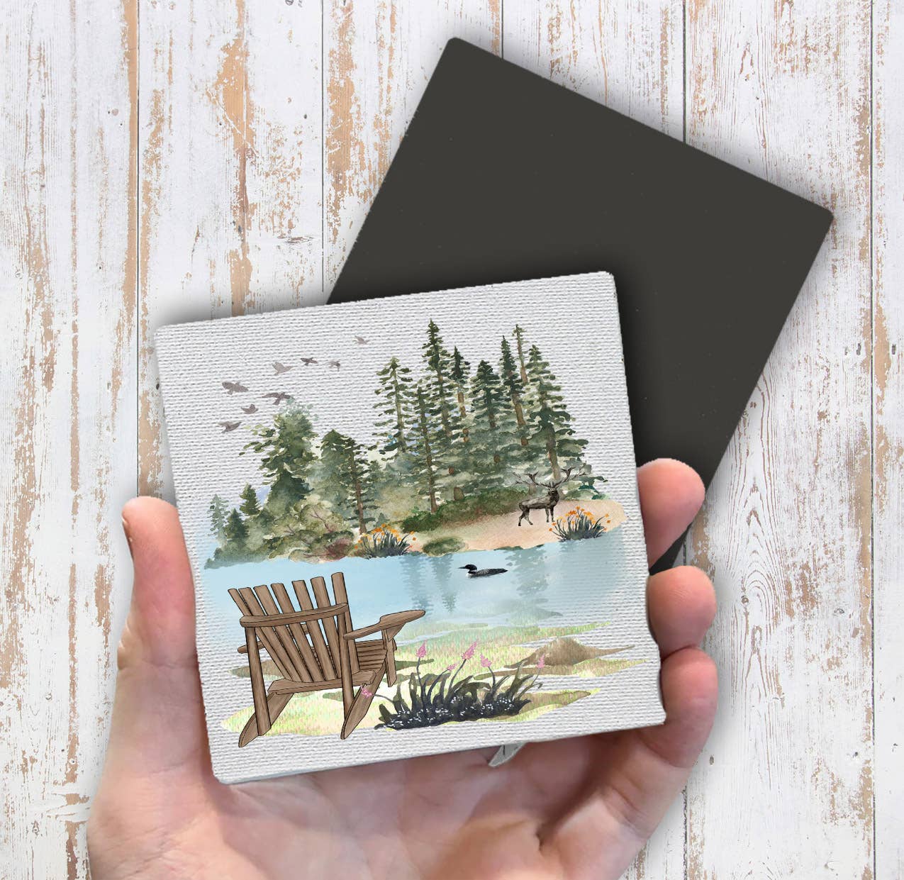 Andirondacks Chairs Lake Mountains Magnet Fridge - Sets of 2