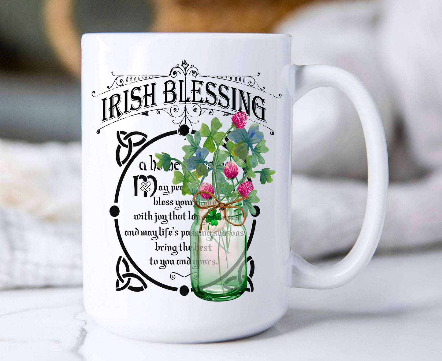 St Patricks Day Bless Irish Home 15 oz Coffee Mug