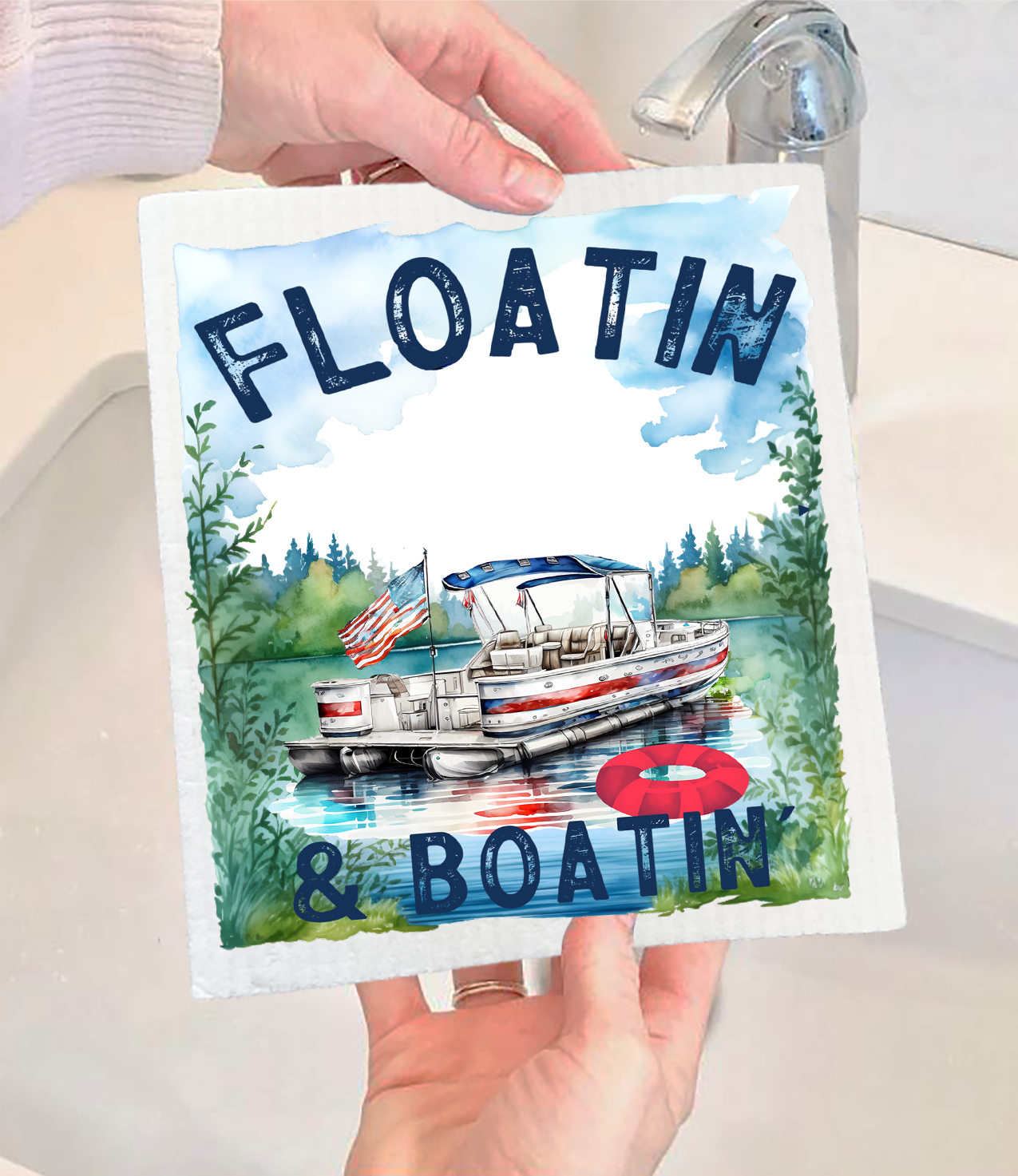 Floating and Boating on the Lake Swedish Dishcloth (Set of 2)