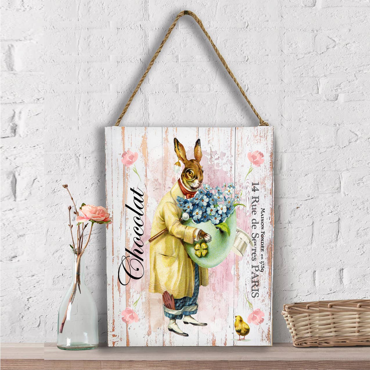 Vintage French Easter Bunny Chocolate Wall Decor