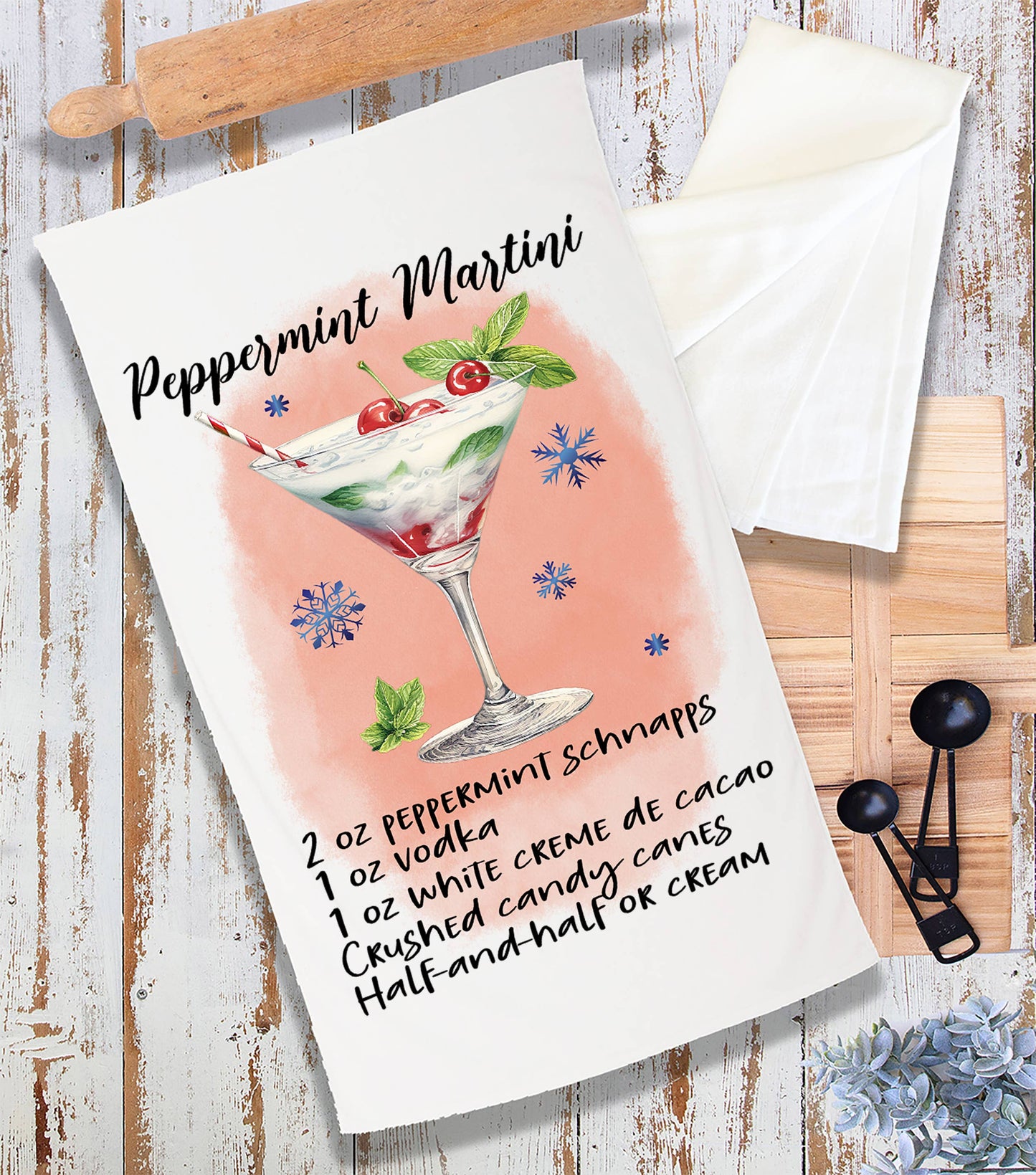 Christmas Cocktail Peppermint Martini Terry Towel
