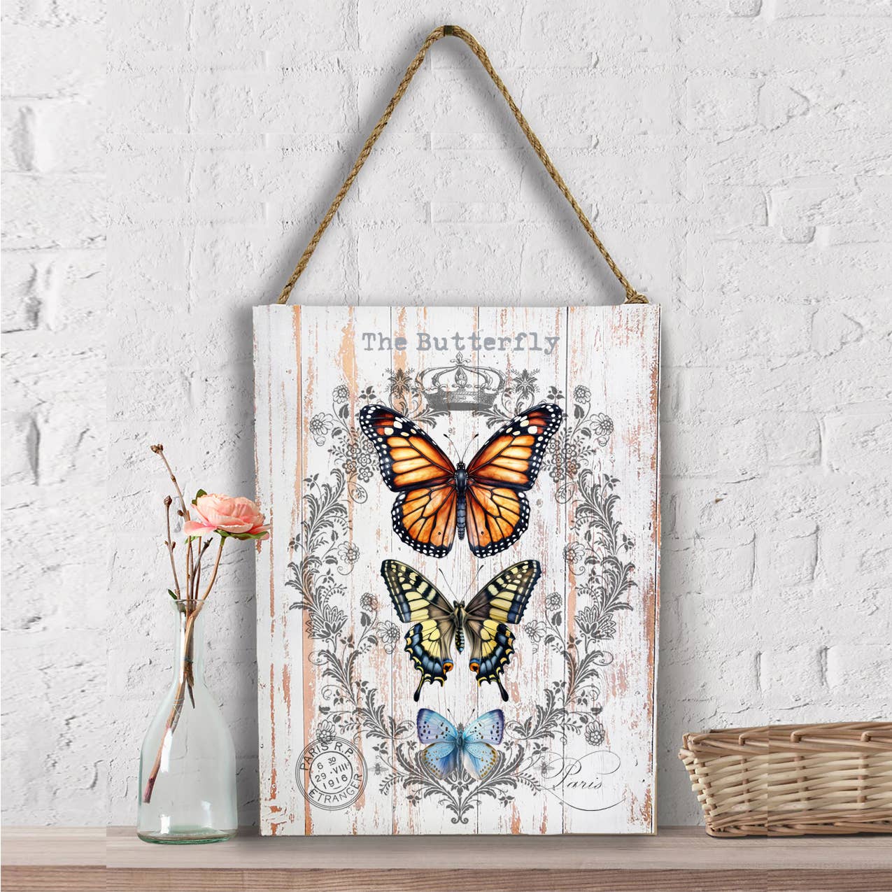 Vintage Butterflies Paris Wall Decor