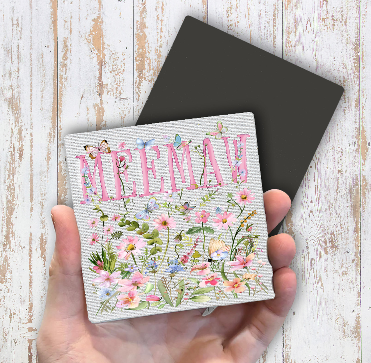 Mother's Day Wild Flowers Meemaw Magnet Fridge (Set of 2)