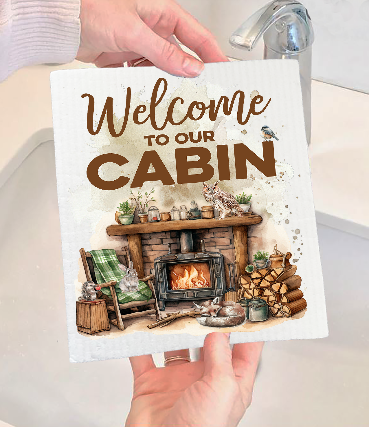 Welcome to our Cabin Swedish Dishcloth (Set of 2)