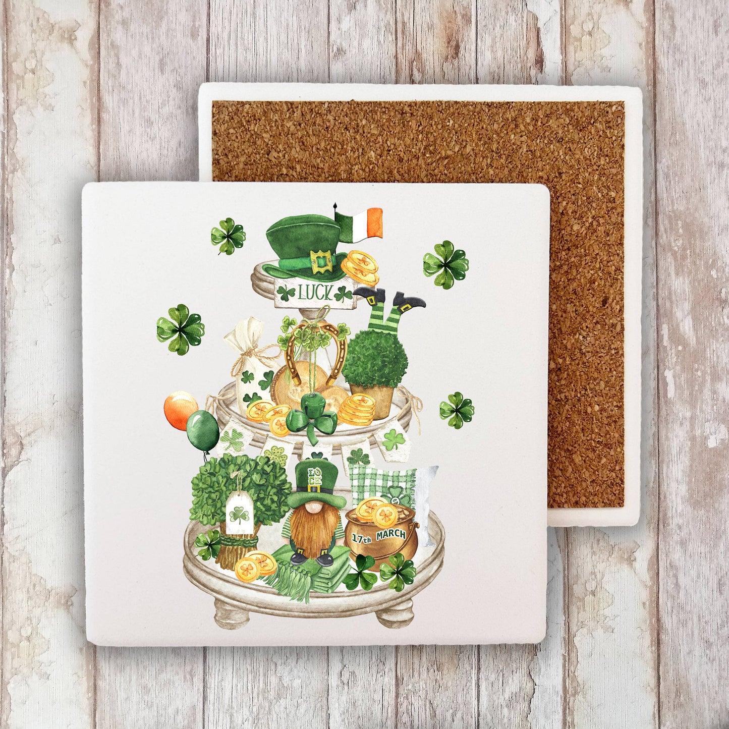 St Patricks Day 3 Tier Tray Cotton Stone Coaster