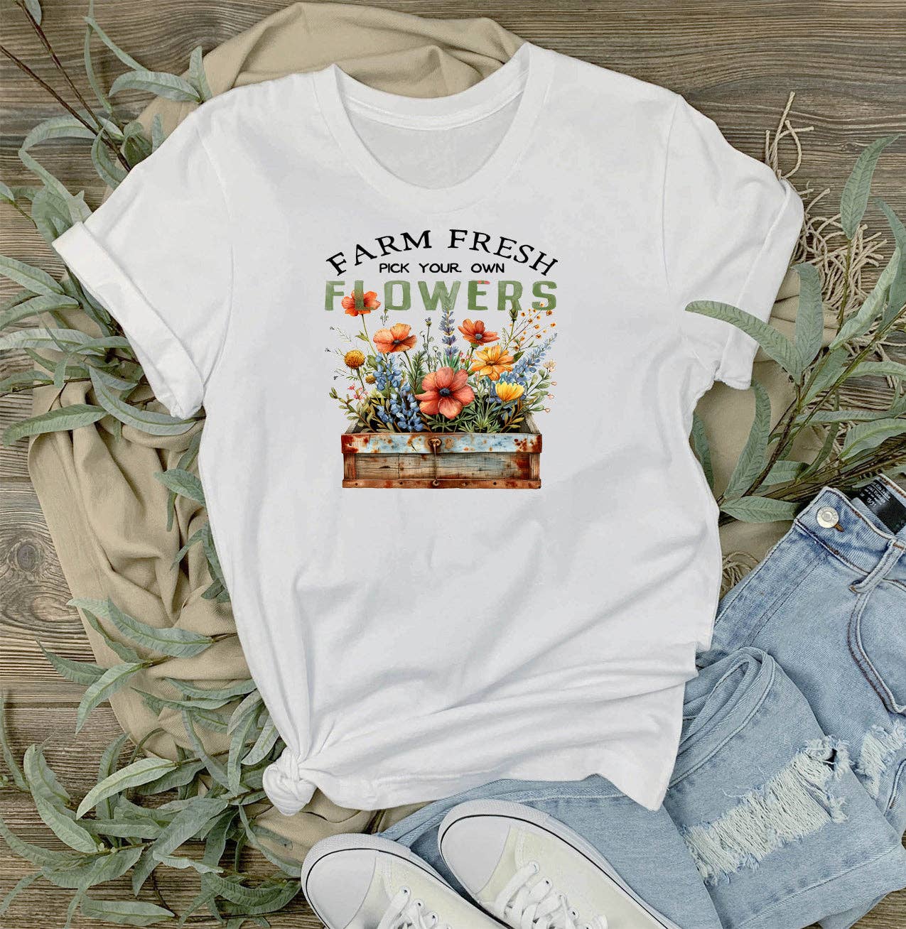 Farm Fresh Field Country Flowers T-Shirt