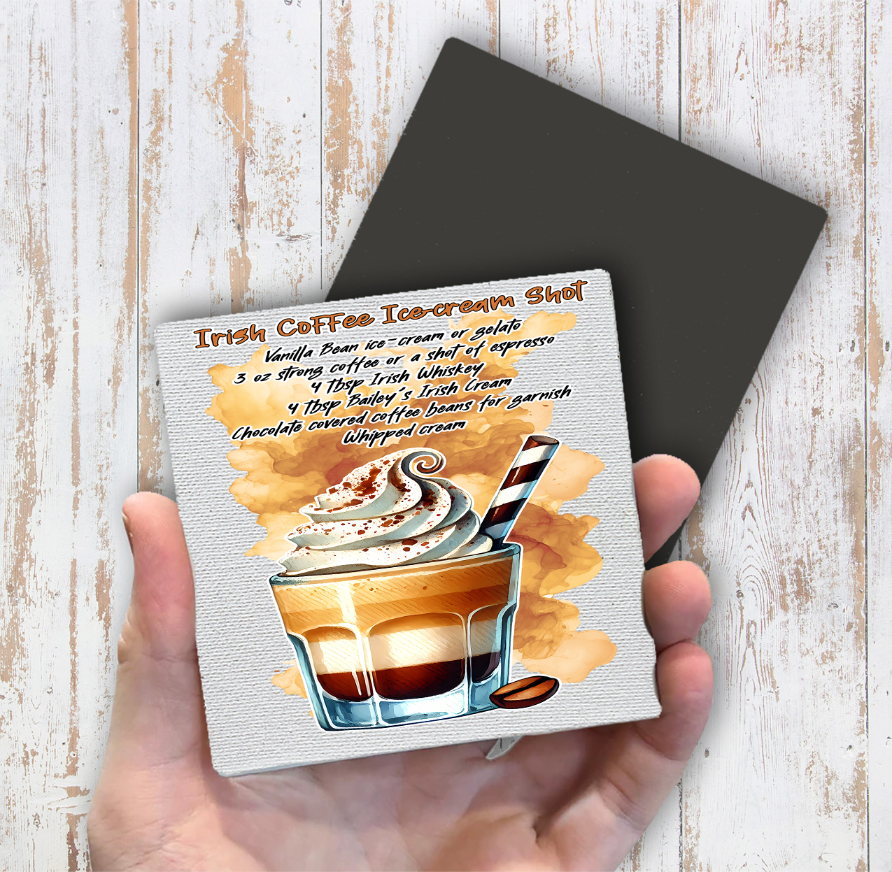 Summer Cocktail Irish Coffe Ice Cream Magnet Fridge (Set of 2)