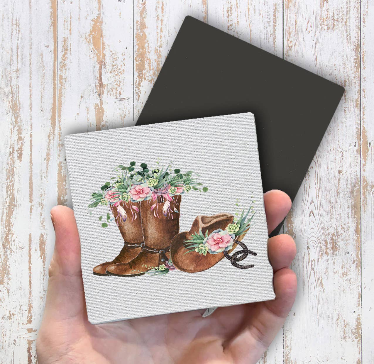 Western Cowboy Boots Flowers Southwestern Magnet Fridge - Sets of 2