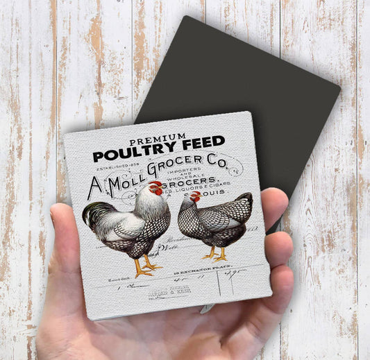 Farmer Market Poultry Feed Chicken  Magnet Fridge - Sets of 2